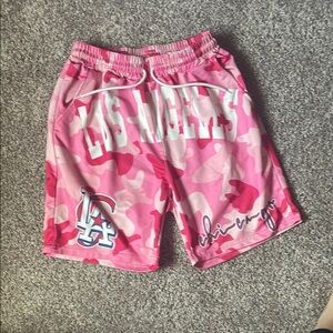 ROMWE Pink Camo Athletic Shorts